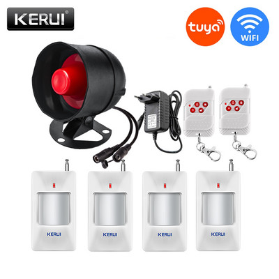 KERUI Tuya Smart WIFI Sistem de alarmă de securitate fără fir Sirenă 433Mhz Senzor de ușă de mișcare antiefracție compatibil Google Home Alexa