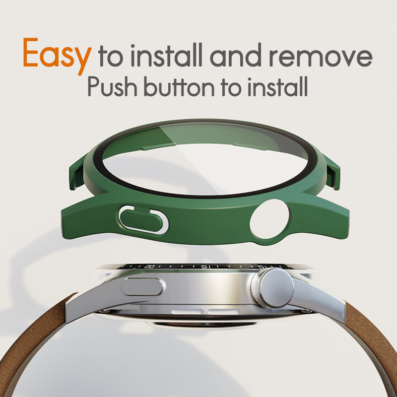 Rūdīta stikla datora korpuss Huawei Watch GT4 GT3 Pro GT2 E Watch 3 41mm 42mm 43 46mm 48mm Shell ekrāna aizsargs viedpulksteņa futrālis