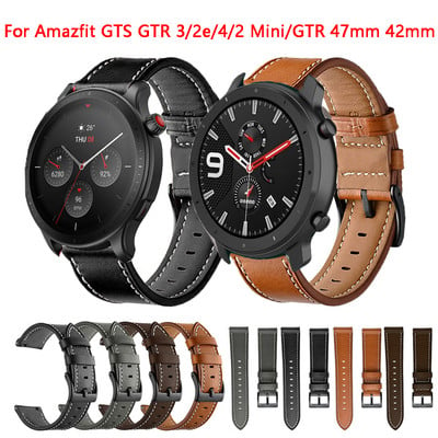 20 22mm nahast rihm Amazfit GTR 4/2/47mm/3/42mm nutikella käevõru GTS 4 Mini GTR 4 3 Pro asenduskellarihma jaoks