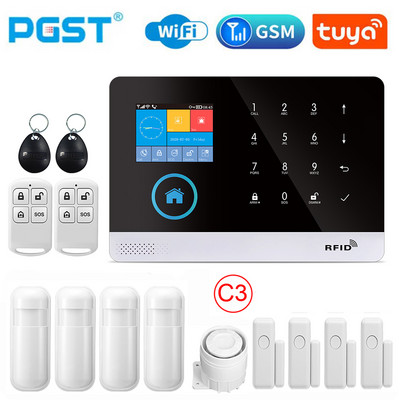 PGST - Sistem de alarmă inteligent pentru casă, alarmă de securitate cu senzori de mișcare și uși, WiFi, GSM, Tuya, lucru cu Alexa