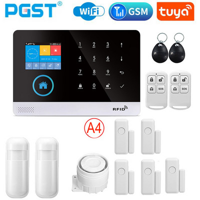 PGST - Sistem de alarmă inteligent pentru casă, alarmă de securitate cu senzori de mișcare și uși, WiFi, GSM, Tuya, lucru cu Alexa
