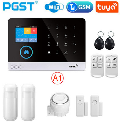 PGST - Sistem de alarmă inteligent pentru casă, alarmă de securitate cu senzori de mișcare și uși, WiFi, GSM, Tuya, lucru cu Alexa