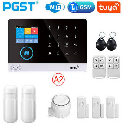 PGST - Sistem de alarmă inteligent pentru casă, alarmă de securitate cu senzori de mișcare și uși, WiFi, GSM, Tuya, lucru cu Alexa