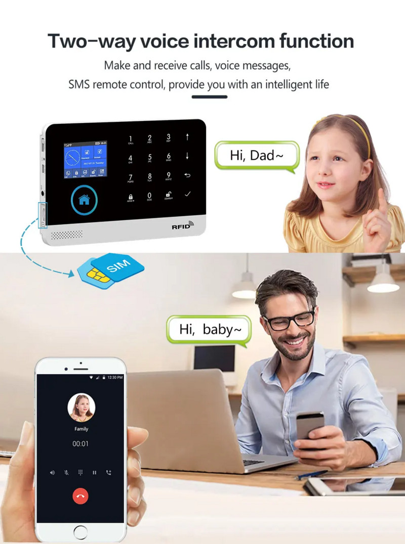 PGST - Sistem de alarmă inteligent pentru casă, alarmă de securitate cu senzori de mișcare și uși, WiFi, GSM, Tuya, lucru cu Alexa
