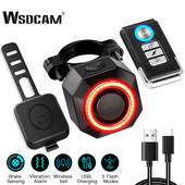 WSDCAM Alarma pentru biciclete Impermeabil Incarcare prin USB Lampa din spate pentru efractie Telecomanda Alarma pentru motocicleta Protectie de securitate 110dB