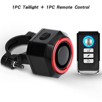 WSDCAM Alarma pentru biciclete Impermeabil Incarcare prin USB Lampa din spate pentru efractie Telecomanda Alarma pentru motocicleta Protectie de securitate 110dB