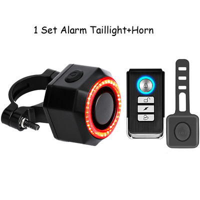 WSDCAM Alarma pentru biciclete Impermeabil Incarcare prin USB Lampa din spate pentru efractie Telecomanda Alarma pentru motocicleta Protectie de securitate 110dB