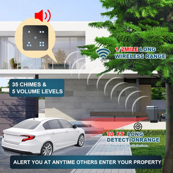 Driveway Alarm 800M Long Range Wireless Sensor Motion & Detector-Monitor & Protect Outdoor/Indoor Property