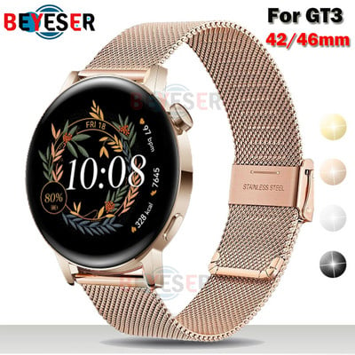 Huawei GT3 42 mm/46 mm nutikella rihm GT GT2 42 mm Milanese roostevabast terasest käevõru jaoks, universaalne 20/22 mm asendusrihm