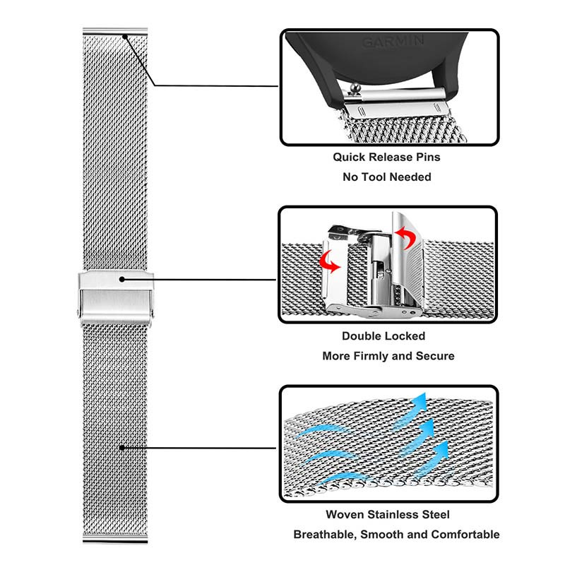 Huawei GT3 42mm/46mm-es okosóra szíj GT GT2 42mm milánói rozsdamentes acél karkötőhöz univerzális 20/22 mm-es csereszíjhoz