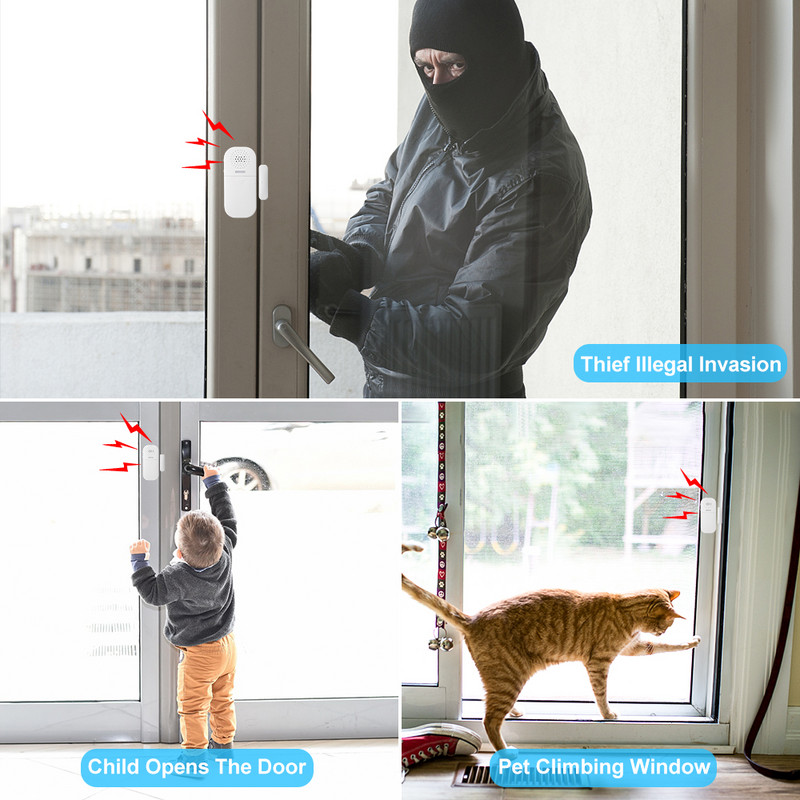 Alarmă fără fir Tomteen cu senzor pentru fereastră ușă 130 dB Alarmă antifurt PIR Sistem magnetic pentru casă inteligentă Telecomanda Alarmă de securitate