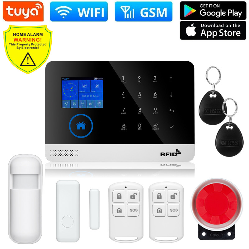 Panou tactil WIFI GSM Wireless 433mhz Sistem de alarmă pentru securitatea casei împotriva efracției TUYA Smart life APP Control compatibil cu Alexa