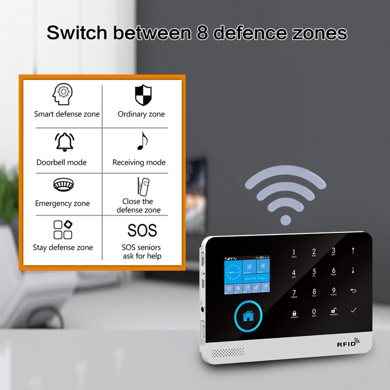 Panou tactil WIFI GSM Wireless 433mhz Sistem de alarmă pentru securitatea casei împotriva efracției TUYA Smart life APP Control compatibil cu Alexa