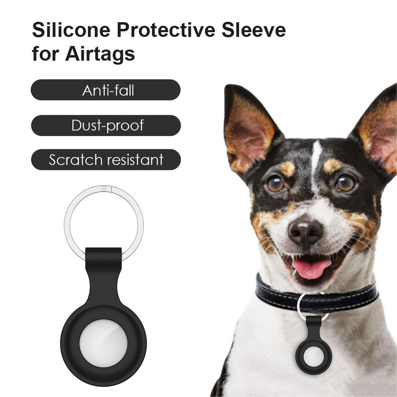 Izsekošanas ierīces vāciņš priekš Air Tag Dog pret skrāpējumiem uzmavu atslēgu piekariņa lokatora futrālis Silikona pārnēsājams atslēgu piekariņa apvalks atslēgu piekariņa turētājs