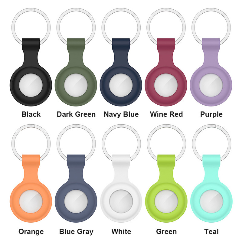 Izsekošanas ierīces vāciņš priekš Air Tag Dog pret skrāpējumiem uzmavu atslēgu piekariņa lokatora futrālis Silikona pārnēsājams atslēgu piekariņa apvalks atslēgu piekariņa turētājs