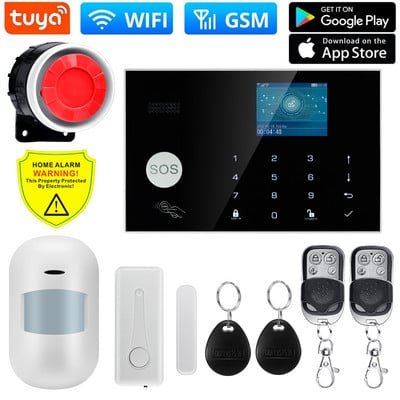 Tuya Wireless wire WIFI GSM Σύστημα συναγερμού για διαρρήξεις σπιτιού IP Κάμερα PIR Αισθητήρας κίνησης Αισθητήρας πόρτας Κιτ συναγερμού ασφαλείας APP Έλεγχος