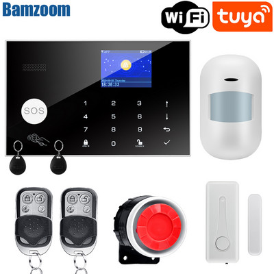 Sârmă wireless Tuya WIFI GSM Sistem de alarmă antiefracție pentru casă Cameră IP PIR Senzor de mișcare Senzor de ușă Kit de alarmă de securitate Control APP
