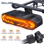 Hollarm velosipēda signalizācija aizmugurējam velosipēdu bagāžnieka stiprinājumam Pretaizdzīšanas ūdensizturīgs velosipēda auto transportlīdzekļa drošības signalizācija pagrieziena signāli bremžu lukturi