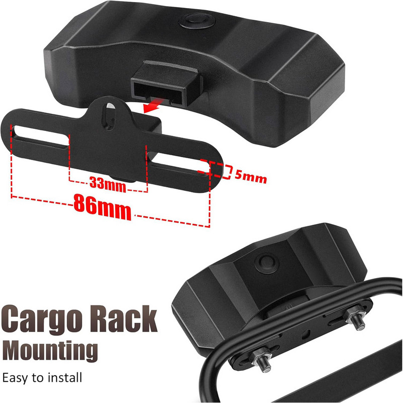 Hollarm velosipēda signalizācija aizmugurējam velosipēdu bagāžnieka stiprinājumam Pretaizdzīšanas ūdensizturīgs velosipēda auto transportlīdzekļa drošības signalizācija pagrieziena signāli bremžu lukturi