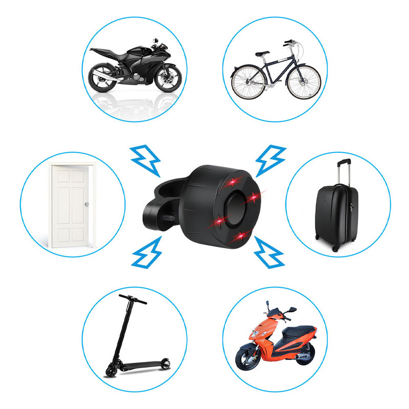 Alarmă inteligentă pentru lumină spate pentru bicicletă 110 dB Lumină de frână Sensare vibrații Alarma antifurt fără fir reîncărcabilă prin USB cu telecomandă