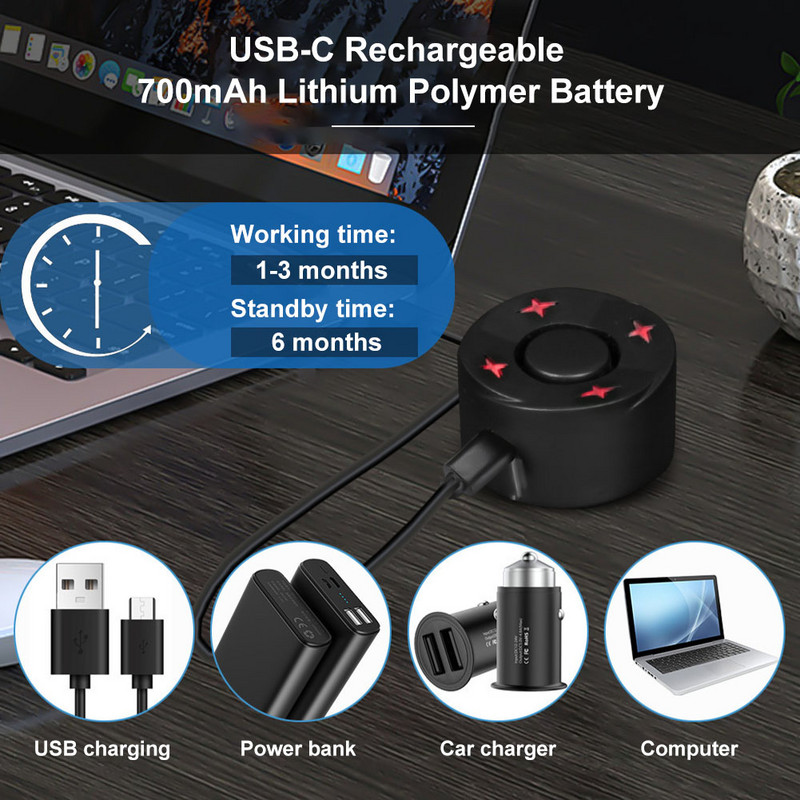 Alarmă inteligentă pentru lumină spate pentru bicicletă 110 dB Lumină de frână Sensare vibrații Alarma antifurt fără fir reîncărcabilă prin USB cu telecomandă