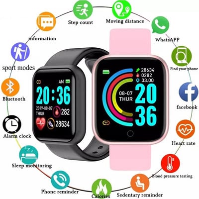 Y68 nutikell Bluetooth Fitness Tracker meeste naiste nutikell pulsikell vererõhu spordikäevõru Android IOS-ile