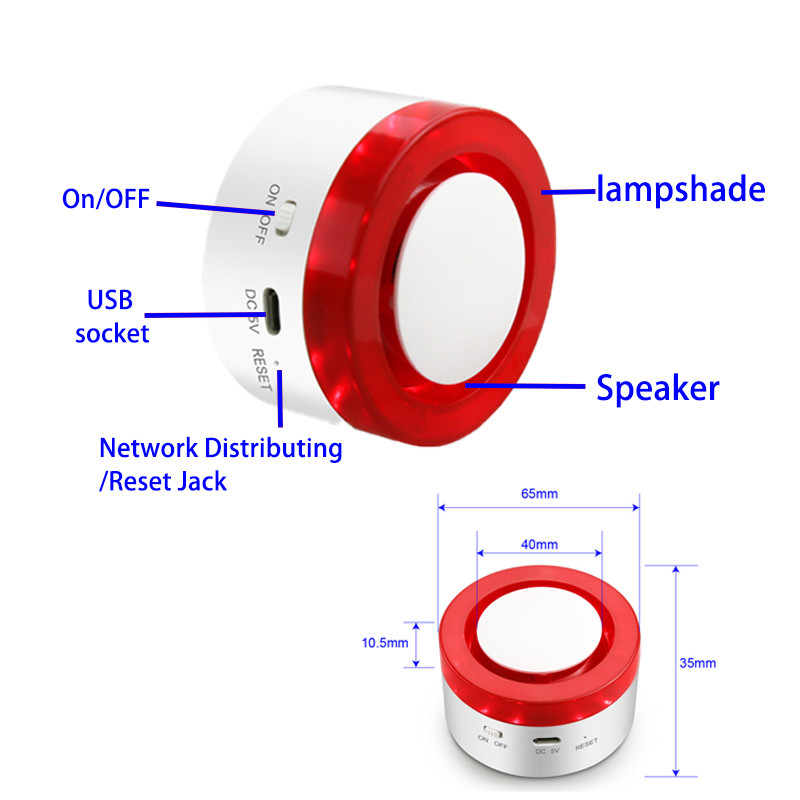 Tuya Smart Big Sound Strobe Sirēna Zibspuldze Bezvadu WIFI Mājas Drošības Signalizācijas Sistēma 433 Kustības sensors Durvju detektors Alexa Control