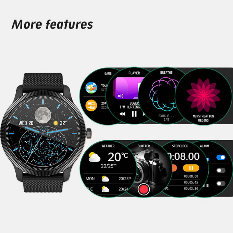 AMOLED Smart Watch Ανδρικό 1,32” 360*360 Παιχνίδι Βραχιόλι παρακολούθησης υγείας Heart Rate Ip68 Waterproof Exercise Business Watch Baron