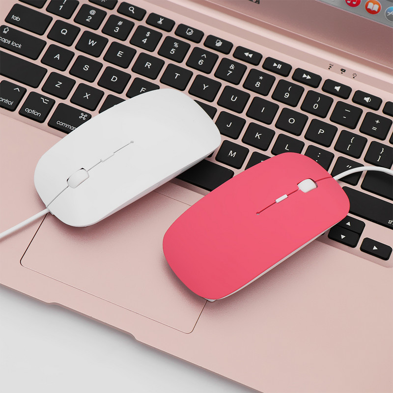 Mouse cu fir USB ultra subțire, 4 culori, 1600 DPI, buton de mute pentru șoareci, pentru laptop, PC, mouse cu fir pentru periferice de computer MacBook Air Pro