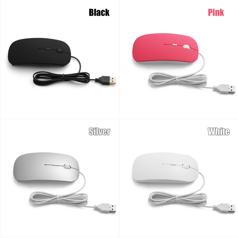 Mouse cu fir USB ultra subțire, 4 culori, 1600 DPI, buton de mute pentru șoareci, pentru laptop, PC, mouse cu fir pentru periferice de computer MacBook Air Pro