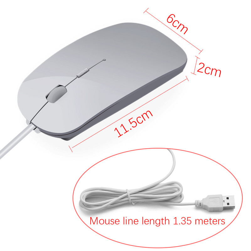 Mouse cu fir USB ultra subțire, 4 culori, 1600 DPI, buton de mute pentru șoareci, pentru laptop, PC, mouse cu fir pentru periferice de computer MacBook Air Pro