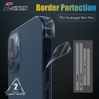 Szénszálas matrica átlátszó matt telefon oldalfólia iPhone 15 14 Plus 13 12 Pro Max mini kerethez, védőszegélyes hidrogél fóliához