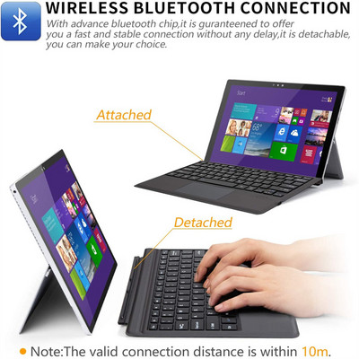 Ft-1089d juhtmeta Bluetoothiga ühilduv klaviatuur puuteplaadi taustavalgustusega, ühildub Microsoft Surface Pro jaoks 3 4 5 6 7