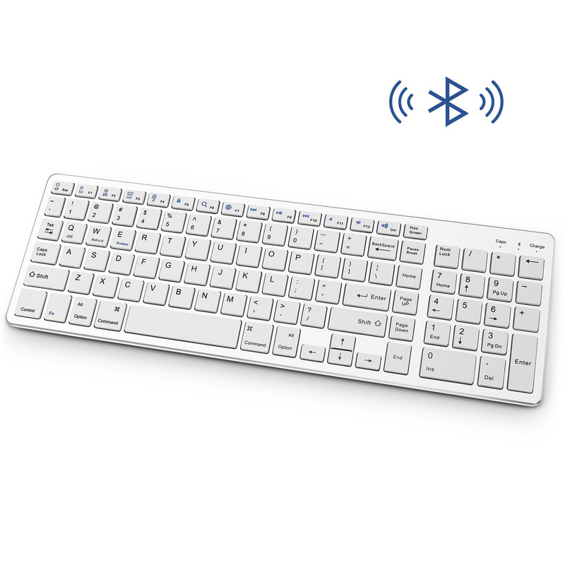 Bluetooth tastatūra Uzlādējama pārnēsājama BT bezvadu tastatūra ar pilna izmēra ciparu tastatūras dizainu klēpjdatora galddatora planšetdatoram