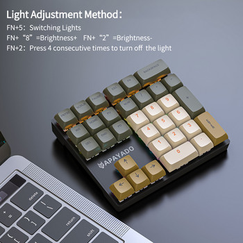Кабелна механична 33-клавишна цифрова клавиатура с многоцветни светлини, подходяща за финанси Бизнес клавиатура Клавиатура за лаптоп