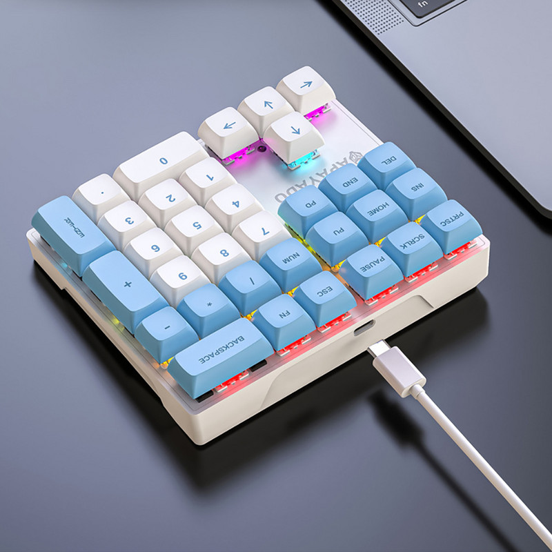 Vadu mehāniskā 33 taustiņu ciparu tastatūra ar daudzkrāsu gaismas vārpstu, kas piemērota finanšu biznesa tastatūrai klēpjdatora tastatūrai