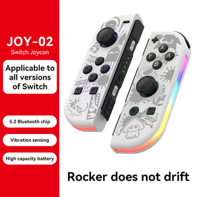 BT 5.2 Joy Controller RGB LED-lüliti L/R Joypad Nintendo Switchi/Lite/Oled JoyConi mängupuldi jaoks koos kahe vibratsiooniga