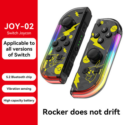 BT 5.2 Joy Controller RGB LED Switch Bal/R Joypad Nintendo Switch/Lite/Oled JoyCon Gamepads Joystick kettős vibrációval