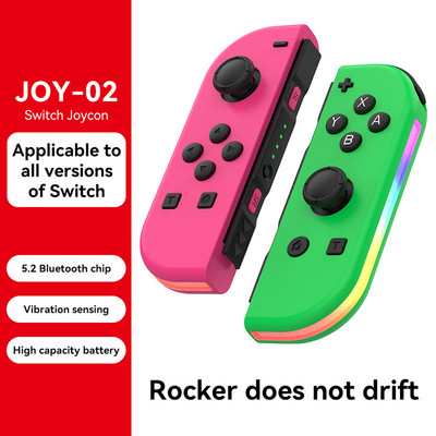 BT 5.2 Joy Controller RGB LED Switch Bal/R Joypad Nintendo Switch/Lite/Oled JoyCon Gamepads Joystick kettős vibrációval