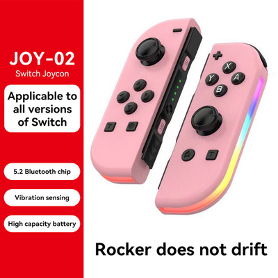 BT 5.2 Joy Controller RGB LED Switch Bal/R Joypad Nintendo Switch/Lite/Oled JoyCon Gamepads Joystick kettős vibrációval