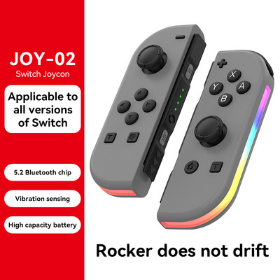 BT 5.2 Joy Controller RGB LED Switch Bal/R Joypad Nintendo Switch/Lite/Oled JoyCon Gamepads Joystick kettős vibrációval