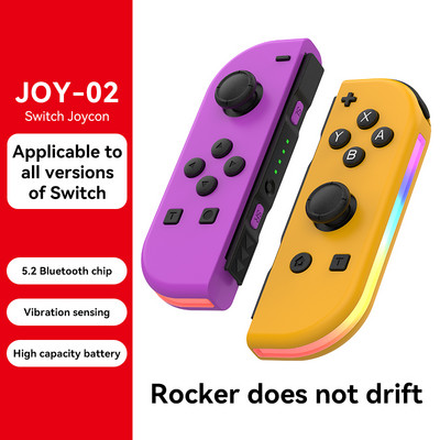 BT 5.2 Joy Controller RGB LED Switch Bal/R Joypad Nintendo Switch/Lite/Oled JoyCon Gamepads Joystick kettős vibrációval