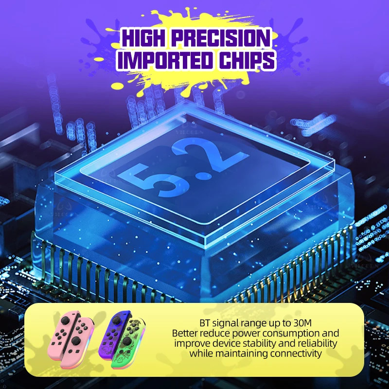 BT 5.2 Joy Controller RGB LED Switch L/R Joypad za Nintendo Switch/Lite/Oled JoyCon Gamepads Joystick s dvostrukom vibracijom