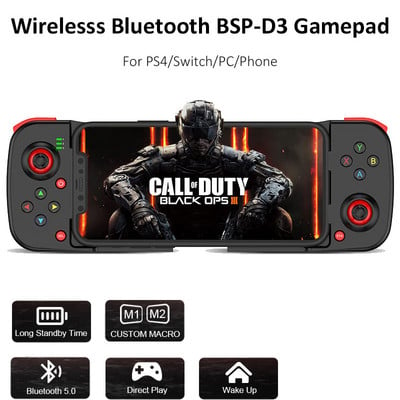 Bluetoothi kontroller mobiiltelefoni juhtmevaba mängupuldi jaoks PS4 jaoks Mando Switchi/PC/IOS-i jaoks BSP-D3 teleskoopjoystick Androidile