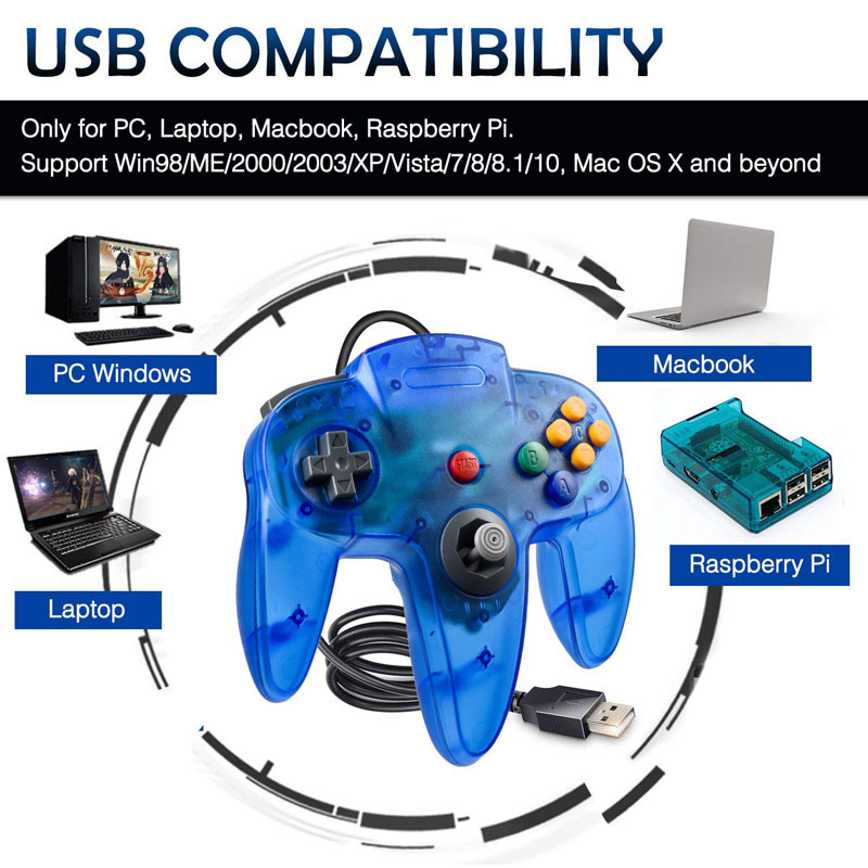 Kontrolieris priekš Nintendo64 Retro konsoles Vadu kursorsvira Nintendo 64 Mem konsoles spēļu pults N64 PC Control Gaming Joypad