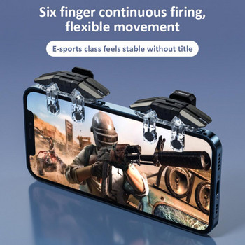 Για χειριστήριο παιχνιδιών Pubg Χειριστήριο χειριστηρίου παιχνιδιών με 6 δάχτυλα Aim Shooting Fire Button Joysticks για τηλέφωνο Android Gaming Triggers Χειριστήριο παιχνιδιών