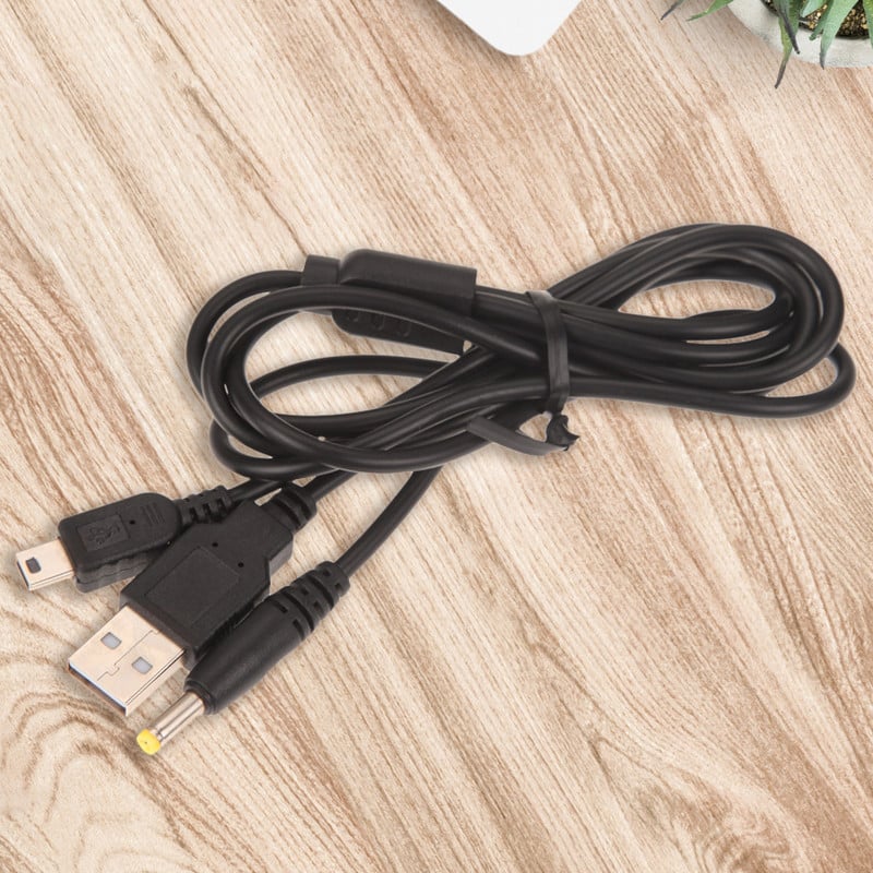 Jauns 2 vienā USB datu kabelis + lādētāja kabeļa vads PSP 2000 3000 spēļu piederumiem