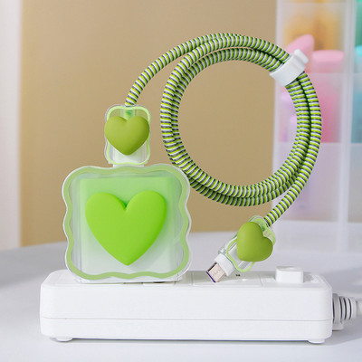 3D Love Heart töltővédő védőburkolat iPhone 15 14 13 12 11 töltőhöz 18W 20W szilikon tok kábeltekercselő tápadapter hüvely