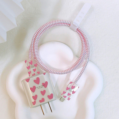 3D Love Heart töltővédő védőburkolat iPhone 15 14 13 12 11 töltőhöz 18W 20W szilikon tok kábeltekercselő tápadapter hüvely