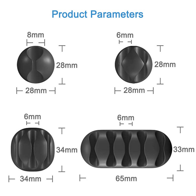Silikoninis USB kabelio organizatorius Kabelio vyniotuvo valdymas Kabelio vyniojimo spaustukai Biuro darbalaukio sienelė Mobiliojo telefono pelė Laido laido laikiklis